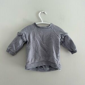 Miles the label 6m grey & white Polka Dot ruffle sleeve pullover  Sweatshirt